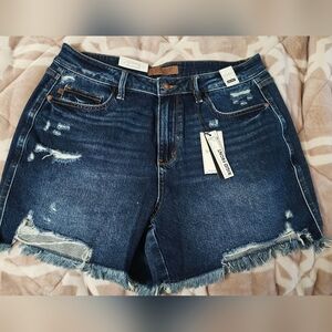 Judy Blue Distressed Denim Shorts High waist rigid front 1xl